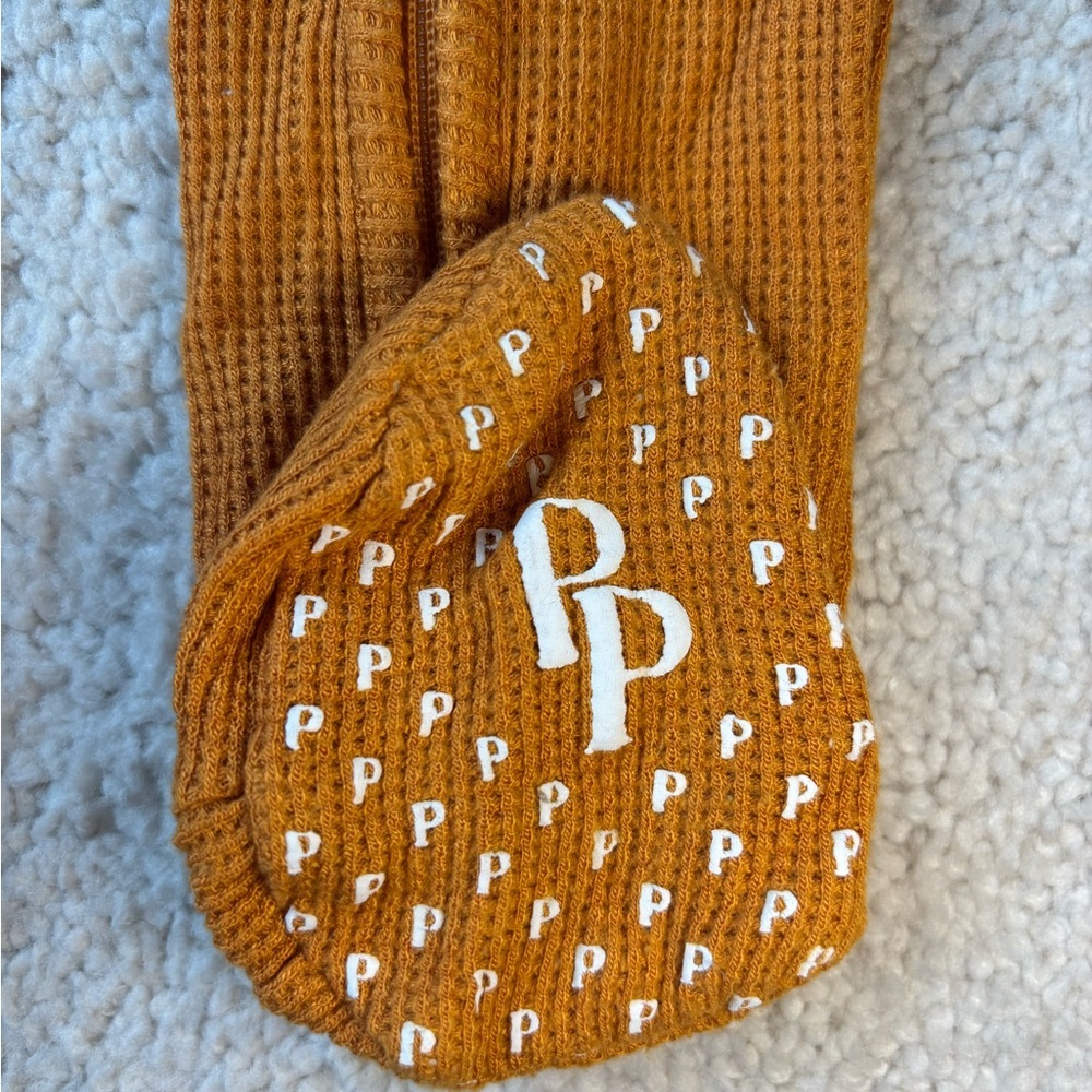 Posh Peanut Burnt Orange Waffle Knit One Piece Footie size 12-18m - Picture 3 of 12
